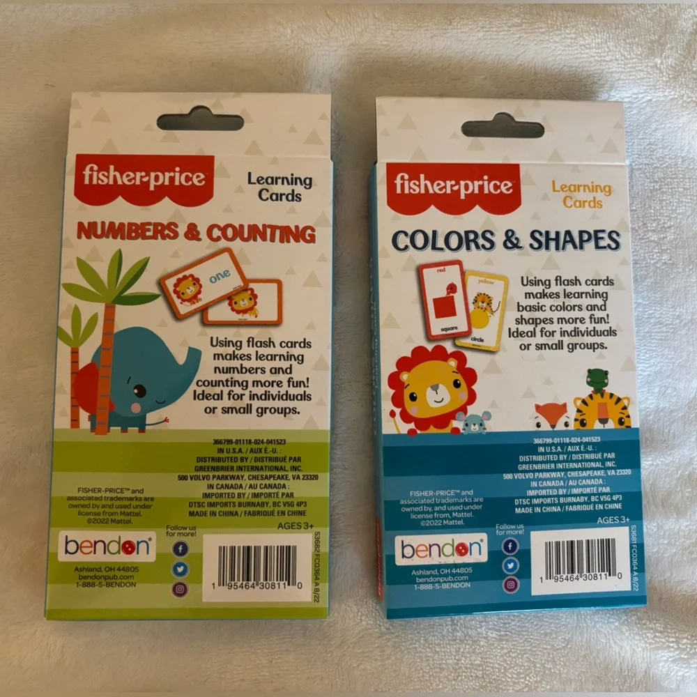 NWT Fisher-Price Educational Cards - Numbers & Counting, and Colors & Shapes